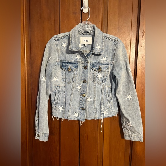 Pistola Brando Star Embroidery Denim Jacket Size Small Fall Winter Festival Boho - Picture 5 of 11